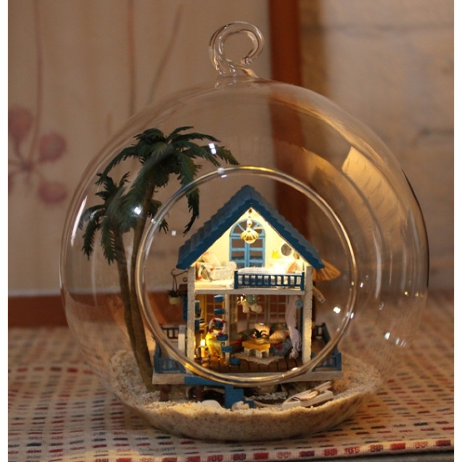 Romantic Aegean sea DIY  Miniature Dollhouse in Mini Glass Ball, B-002 
