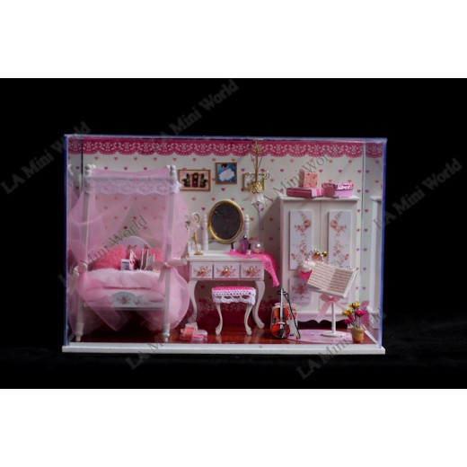 DIY KIT: LED Light Crystal Dollhouse Miniature "Dream of Pink" 